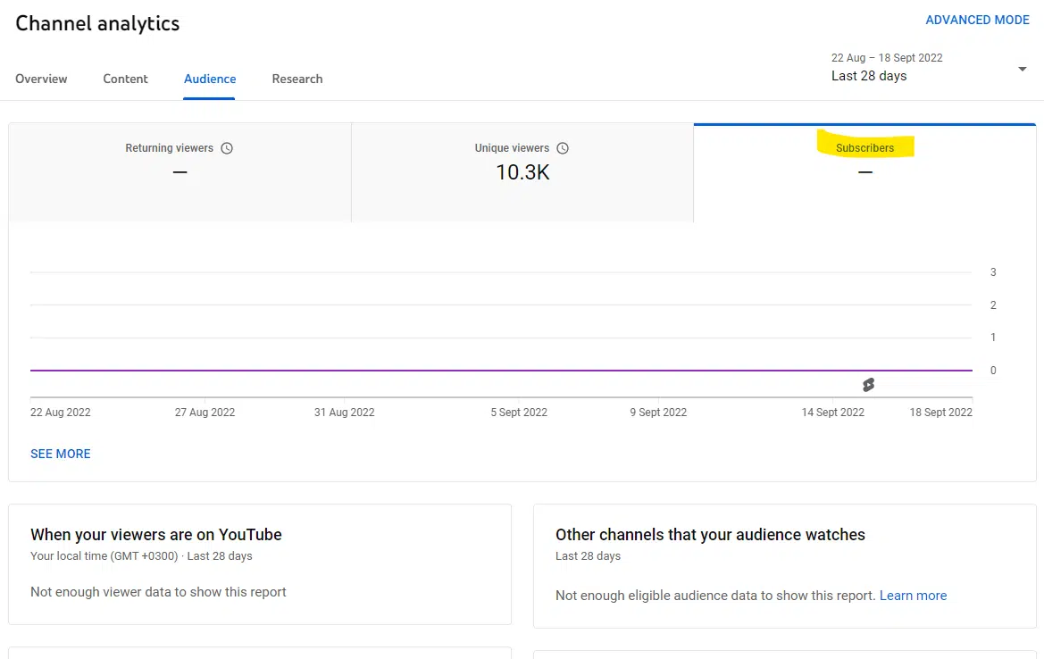 The report shows the subscriptions added or left the YouTube channel for the last 28 days.